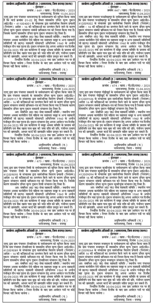 धरमजयगढ़ के 36 राशन दुकानों में होंगी नई भर्ती, मंगाए गए आवेदन... 2 1000280711