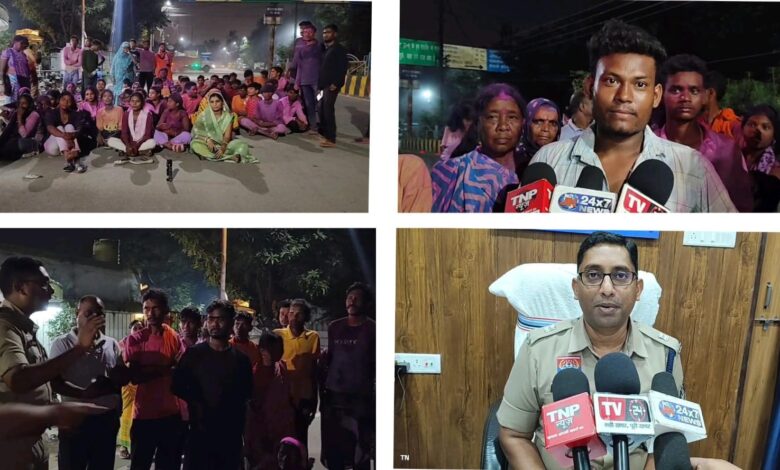 गणेश विसर्जन के दौरान पुलिस लाठीचार्ज के खिलाफ ग्रामीणों का आक्रोश, कोतरा रोड थाने के सामने धरना 1 IMG 20250907 WA0020