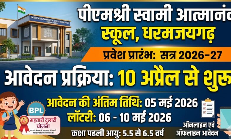 पीएमश्री आत्मानंद स्कूल धरमजयगढ़ में प्रवेश की घोषणा: 10 अप्रैल से शुरू होगी आवेदन प्रक्रिया 1 IMG 20260416 WA0015
